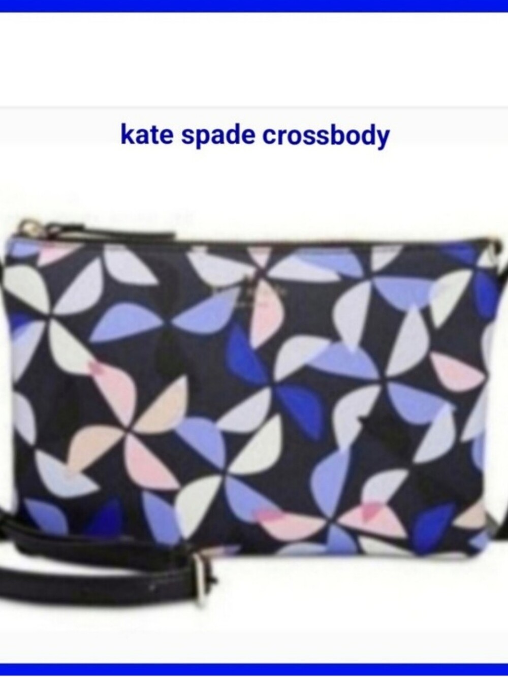 Kate Spade Crossbody Bag with Navy Blue & Pink Petal Print - Picture 5 of 8